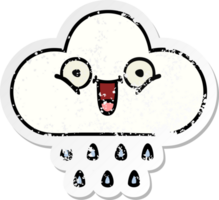 beunruhigter Aufkleber einer niedlichen Cartoon-Regenwolke png