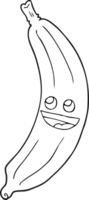 hand drawn black and white cartoon banana png