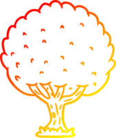 warm Gradient Linie Zeichnung von ein Karikatur Baum png