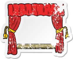 distressed sticker of a cartoon open curtains png