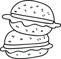 line drawing quirky cartoon veggie burger png