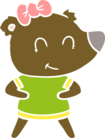 female bear flat color style cartoon png