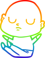 rainbow gradient line drawing of a cartoon bald man png