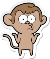 sticker of a cartoon confused monkey png