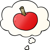 cartoon apple with thought bubble in smooth gradient style png