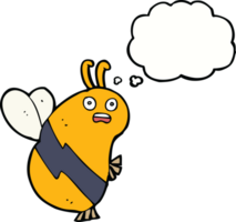 abeille drôle de bande dessinée avec bulle de pensée png