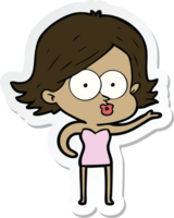 sticker of a cartoon girl pouting png