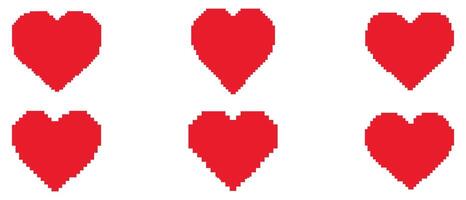 Set of hearts love on a white background. Old illustration in flat style. vector