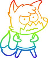 regenboog helling lijn tekening van een tekenfilm geërgerd vos png