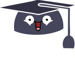 flat color retro cartoon of a graduation hat png