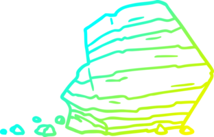cold gradient line drawing of a cartoon large rock png