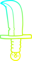 cold gradient line drawing of a cartoon dagger png