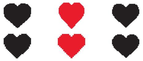 Set of hearts love on a white background. Old illustration in flat style. vector