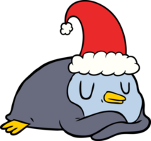 cartoon penguin wearing christmas hat png