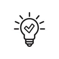 Idea bulb icon . A thin line sign. Isolated symbol illustration design. vector