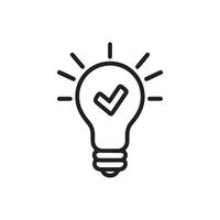 Idea bulb icon . A thin line sign. Isolated symbol illustration design. vector