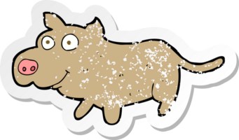 retro noodlijdende sticker van een cartoon blij hondje png