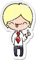 hand drawn distressed sticker cartoon of boy with thumb up png