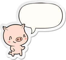 cute cartoon pig with speech bubble sticker png