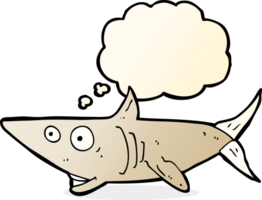 dessin animé heureux requin avec bulle de pensée png