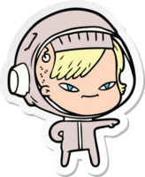 sticker van een cartoon-astronautvrouw png