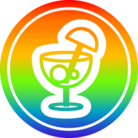 cocktail with umbrella circular icon with rainbow gradient finish png