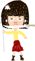 Cartoon-Frau mit Messer und Harpune png