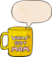 mundos mejor mamá jarra con habla burbuja en retro textura estilo png