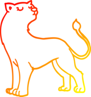 warm gradient line drawing of a cartoon lioness png