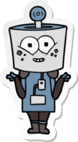 sticker of a happy cartoon robot shrugging shoulders png