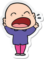 sticker of a cartoon shouting bald man png