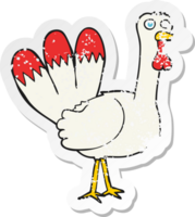 retro distressed sticker of a cartoon turkey png