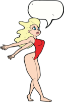 cartoon sexy woman in swimsuit with speech bubble png