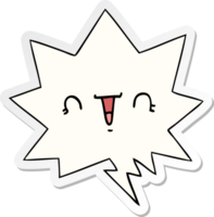 happy cartoon face with speech bubble sticker png