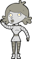 cartone animato robot donna agitando png