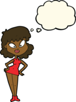 cartoon woman with hands on hips with thought bubble png