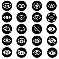 ojo iconos humano ojos, visión y ver ilustración señales. ojo icono. visible, dormir y medicina supervisión observar, lente o llorar símbolos colocar. vector