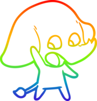 arco Iris gradiente linha desenhando do uma fofa desenho animado elefante png