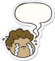 cartoon crying boy with speech bubble sticker png