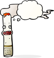 tekenfilm sigaret met gedachte bubbel png