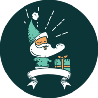 icon of a tattoo style santa claus christmas character png