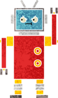 retro illustration style cartoon of a robot png