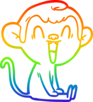 rainbow gradient line drawing of a cartoon laughing monkey png