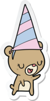 pegatina de un oso de dibujos animados con sombrero de fiesta png