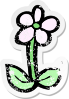 pegatina retro angustiada de una flor de dibujos animados png