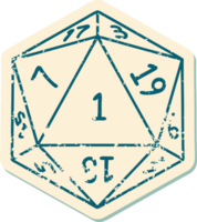 estilo de tatuaje retro natural 1 tirada de dados d20 png