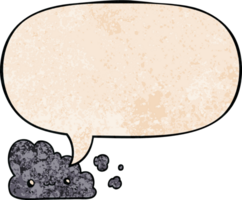 mignonne dessin animé nuage avec discours bulle dans rétro texture style png