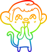 rainbow gradient line drawing of a crazy cartoon monkey png