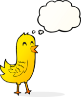 dessin animé heureux oiseau avec bulle de pensée png