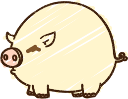 dessin à la craie de cochon fatigué png